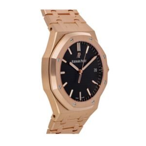 Gold Watch AP Royal Oak Rosegold Black dial side pic